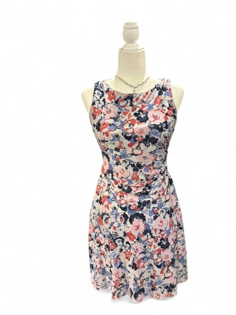 Ralph Lauren Floral Sleeveless Midi Dress in Pink and Navy